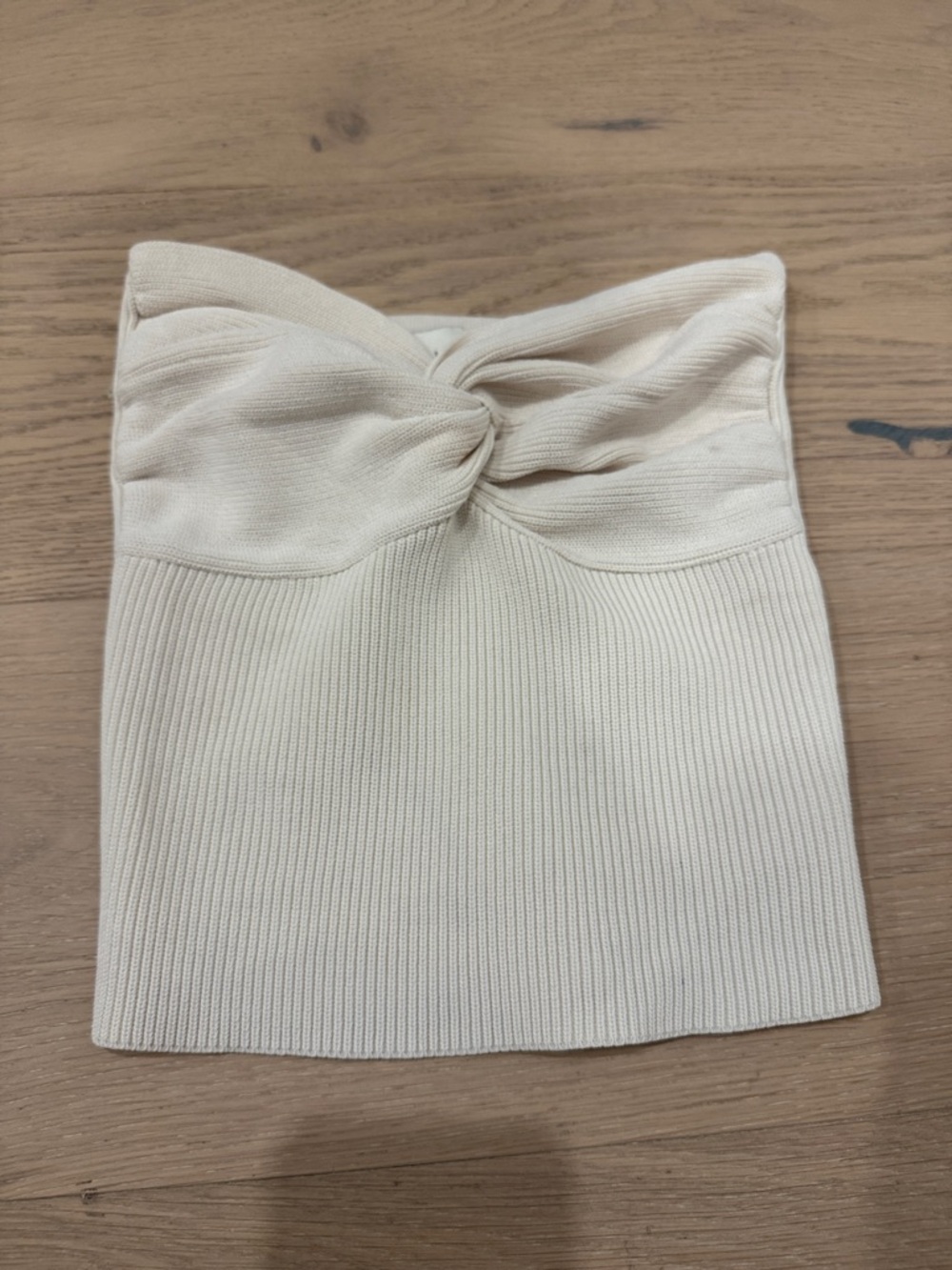 DISSH Anika Twisted Cream Knit Tube Top Strapless Crop Sweetheart 6 - Picture 3 of 5